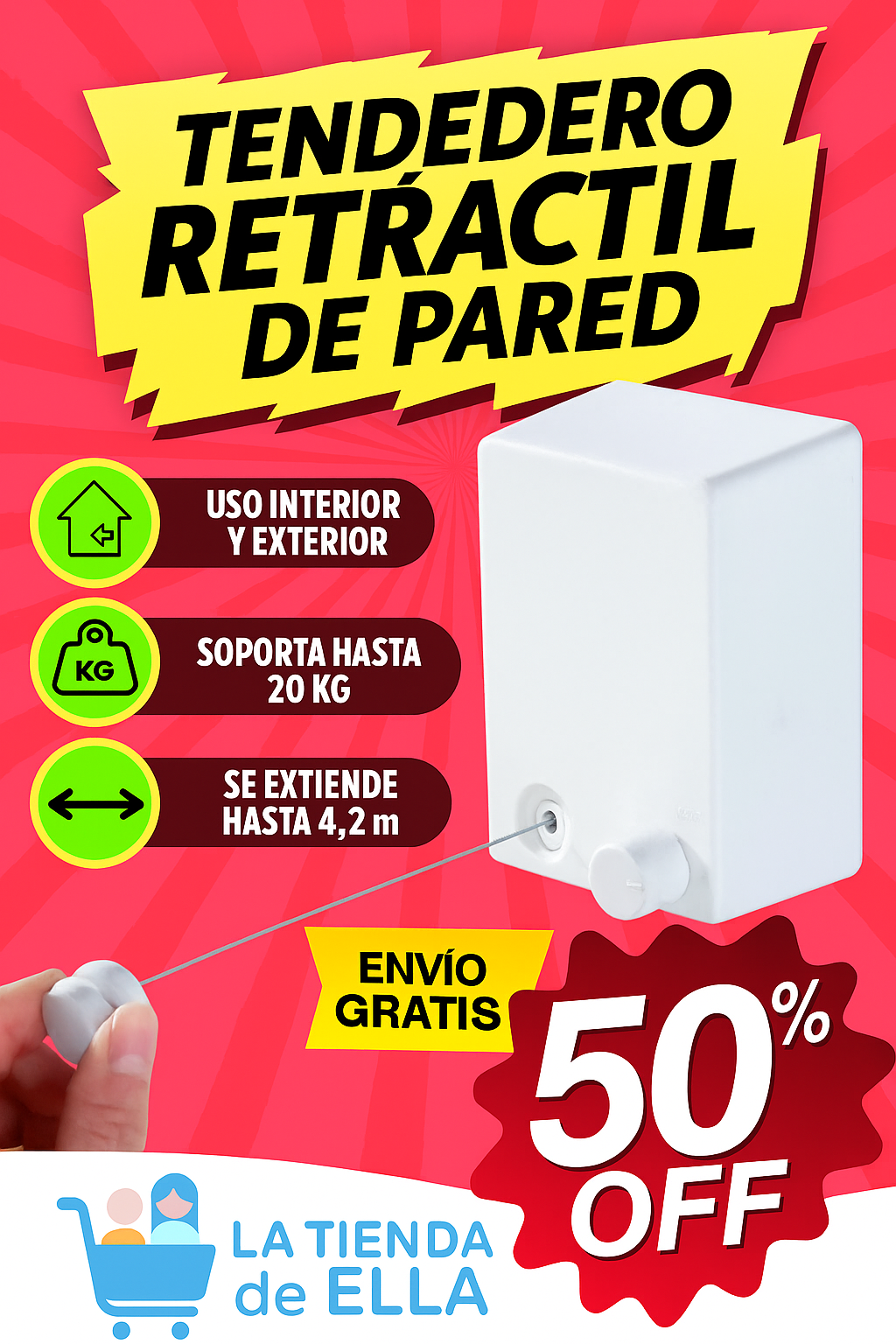 Tendedero Ropa Retractil